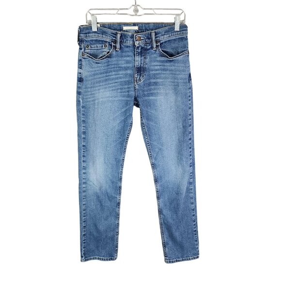 Mens Abercrombie & Fitch Slim Straight Jeans Blue Denim Cotton Blend Size 29x30